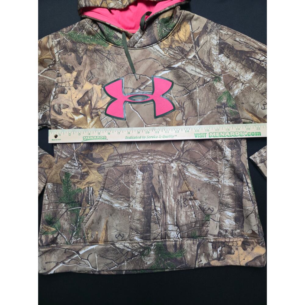 Under Armour Women's Realtree Camo Hoodie Pink Logo Fleece Lined XL Sweatshirt - Picture 10 of 11